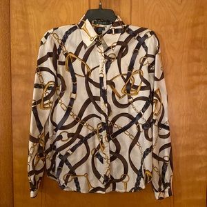 Ralph Lauren Women's Dress Shirt Equestrian Theme Sz Small